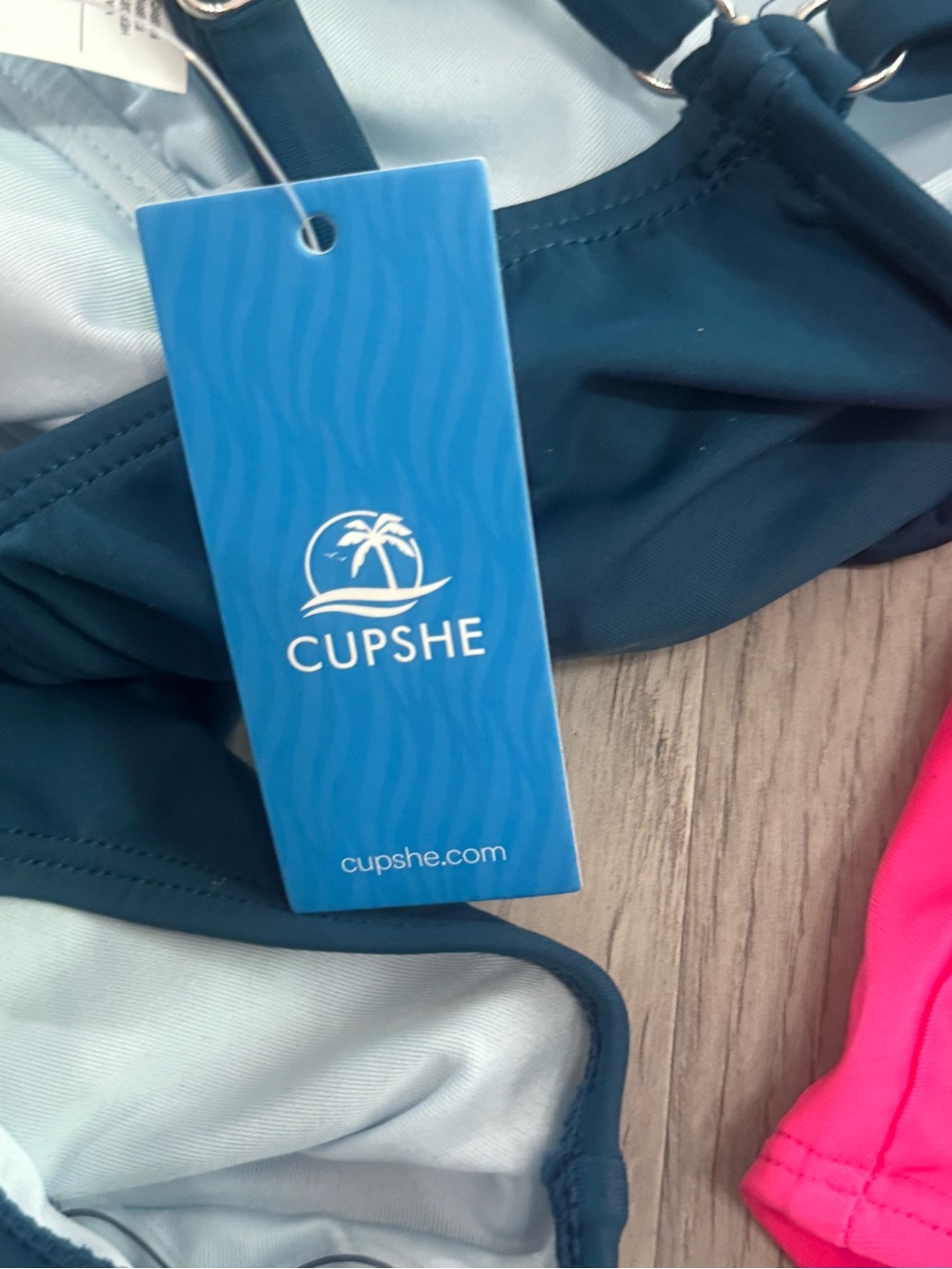 Cupshe Neon Pink & Navy One-Piece Swimsuits - Picture 3 of 7